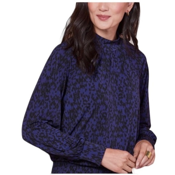 Evereve Tops - Evereve Allison Joy Blouse Blue with Black Print Size S